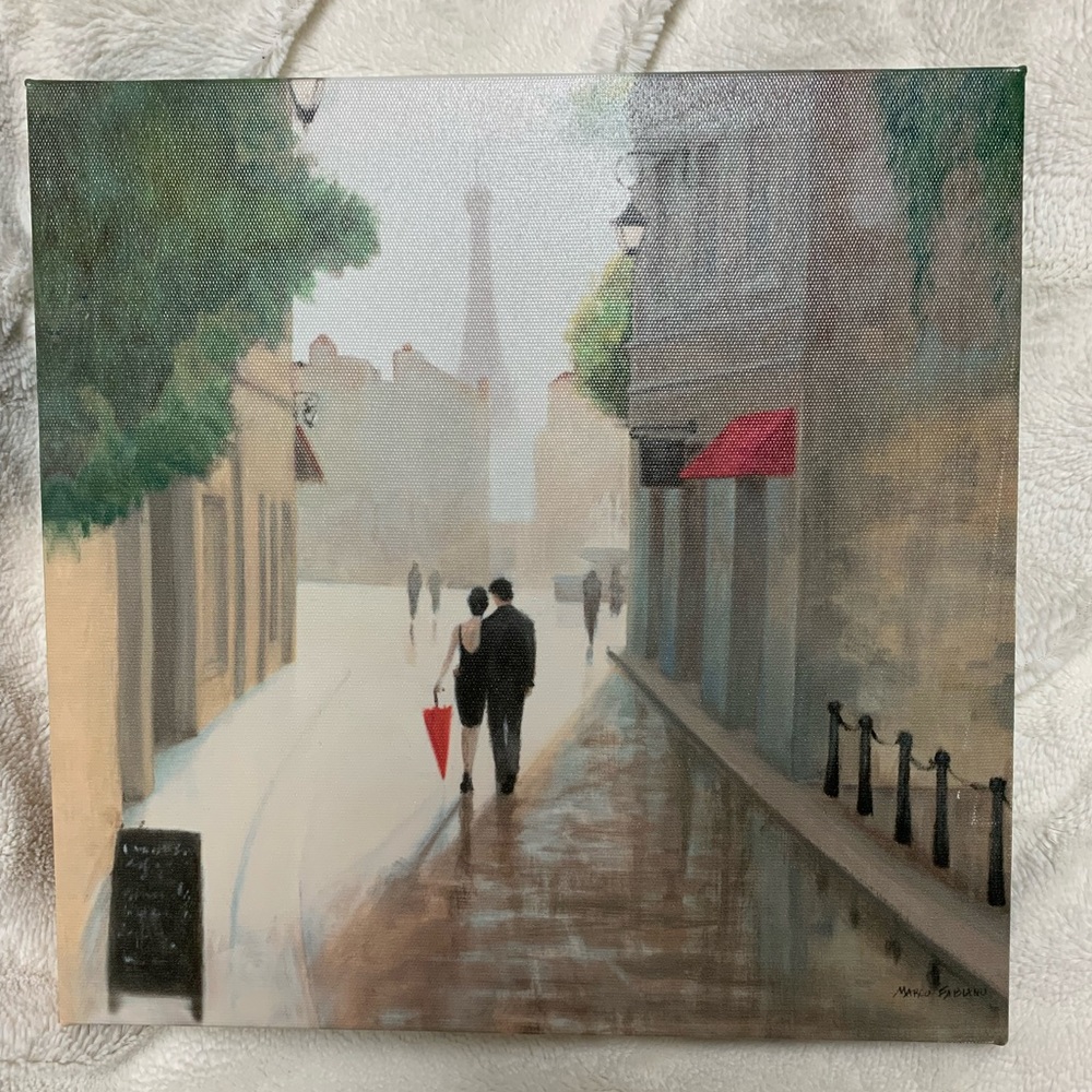 Kissing in the Rain Canvas Picture Set of 2